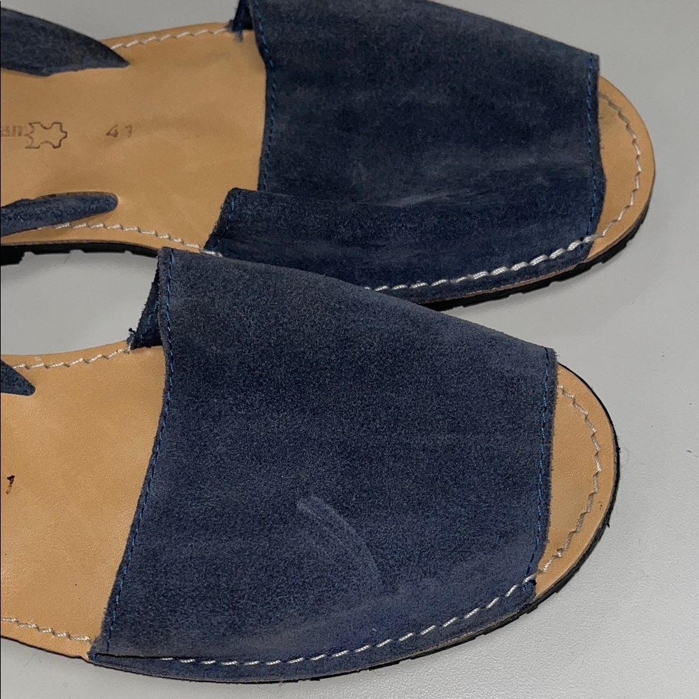 Menoquinas Huran Ocean Blue Suede Slingback Sandals size 11 woman’s - Picture 6 of 11